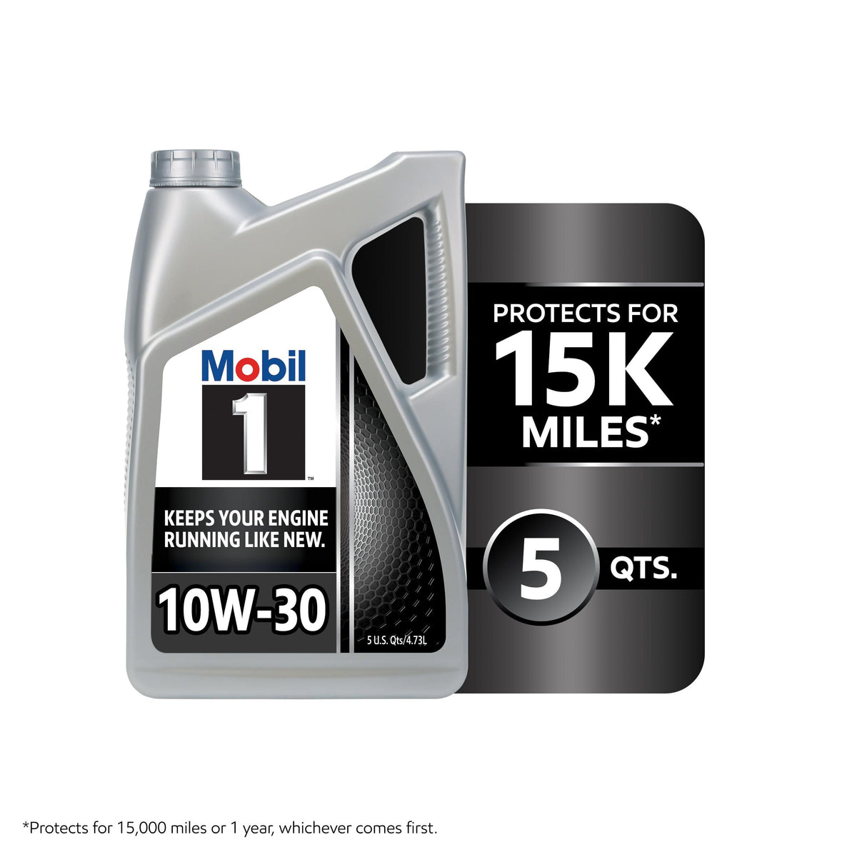Mobil 1 Full Synthetic 10W-30 Motor Oil 5 Quart 122326