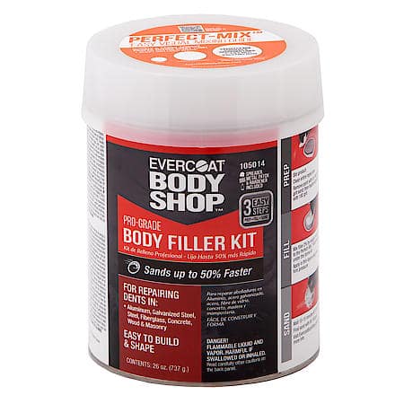 Fast-Drying, Lightweight Body Filler Kit with Spreader and Patch, 26 oz.