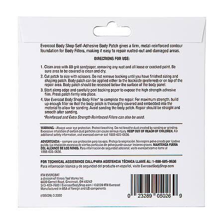 Self-Adhesive Body Patch for Large Rusted & Damaged Areas, 6" x 6", Pack of 2