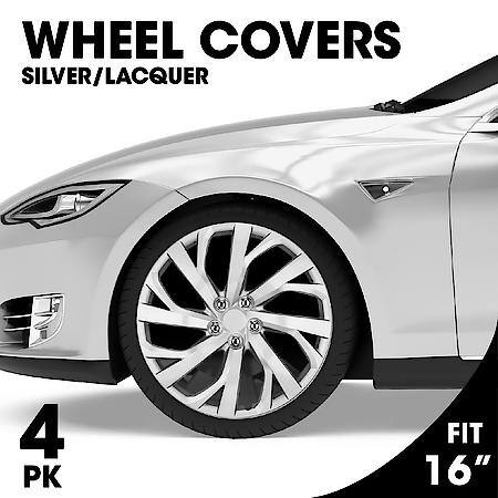 AutoCraft 16" Wheel Cover: 8-Spoke, Silver, High Impact Plastic, 4 Pack