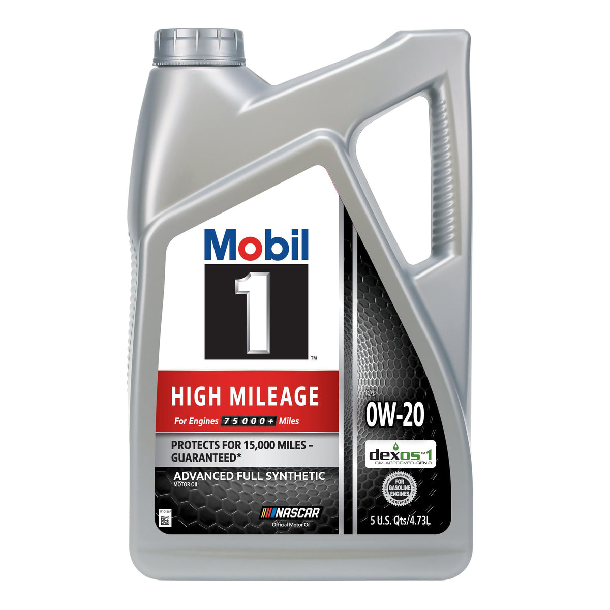 Mobil 1 High Mileage Full Synthetic 0W-20 Motor Oil 5 Quart 122536