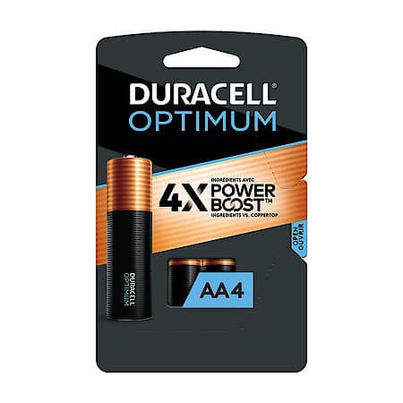 Optimum AA Alkaline Batteries: Double A Batteries, 4 Pack