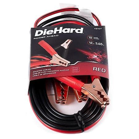 Standard Service Jumper / Booster Cables: 12 Feet, 10 Gauge, Ideal for Small Engine