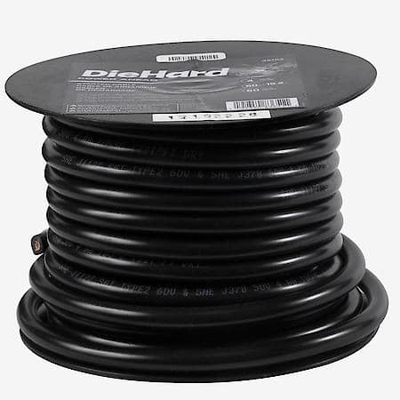 Battery Cable: Bulk Cable, 12" Long, 4 Gauge, For Positive or Negative Terminals (Sold by foot)