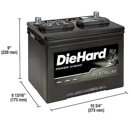 Battery : 24F Group Size, 750 Cold Cranking Amperage, 935 Cranking Amperage, 130 Minute Reserve Capacity