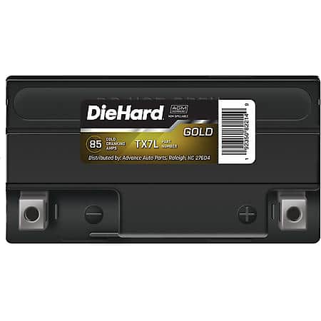 Battery: TX7L Group Size, 85 CCA, 6 Amp Hour Capacity