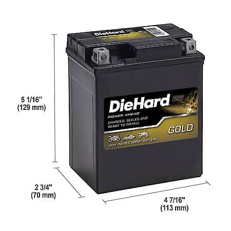 Battery: TX7L Group Size, 85 CCA, 6 Amp Hour Capacity