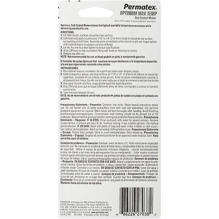 Optimum Easy-Disassembly Red RTV Silicone Gasket Maker, 3 oz.