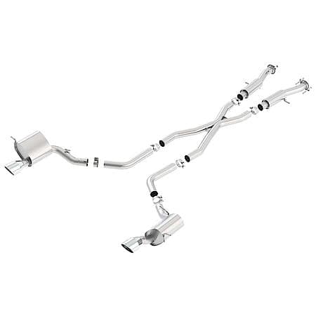 T-304 Ss, 2.75" D, Dual Exhaust With Dual Exit, Split 5" Round Rolled Angle-Cuts