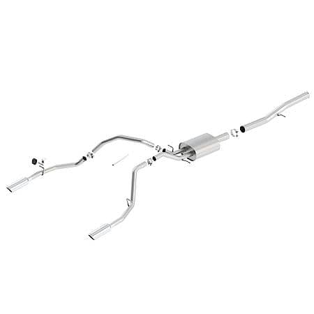 T-304 Ss, 3.5"To 2.25" Dia, Single Exhaust With Dual Exit, Split 4" Round Angle