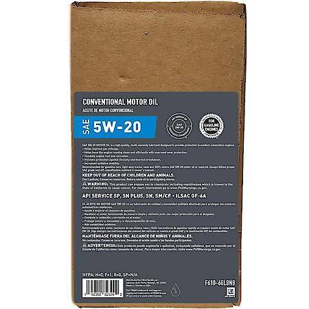 5W-20 Conventional Motor Oil, Prevents Low-Speed Pre-Ignition, 6 Gallon