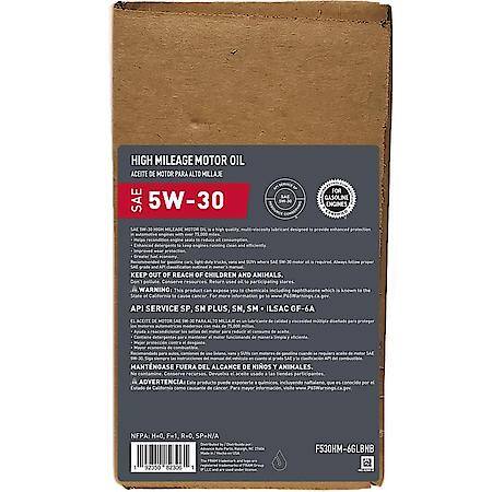 High Mileage 5W-30 Conventional Engine Oil, Reduces Oil Consumption, 6 Gallon