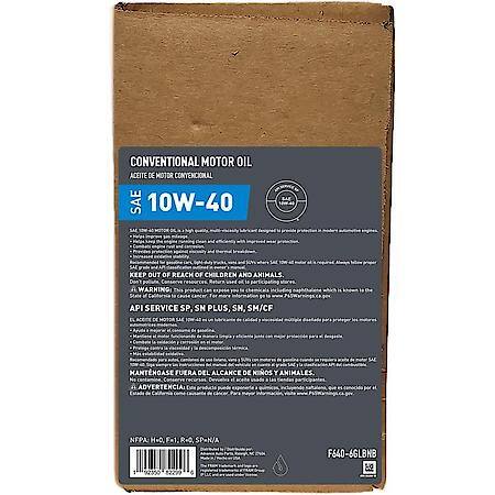 10W-40 Conventional Motor Oil, Prevents Low-Speed Pre-Ignition, 6 Gallon