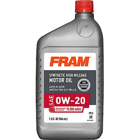 High Mileage 0W-20 Full Synthetic Motor Oil, Reduces Oil Consumption, 1 Quart