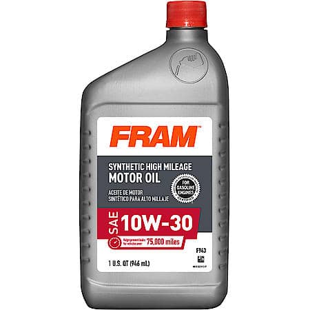 High Mileage 10W-30 Full Synthetic Motor Oil, Reduces Oil Consumption, 1 Quart
