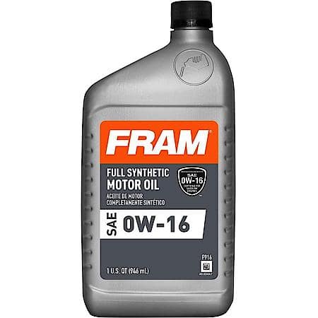Fully Synthetic 0W-16 Motor Oil, Increases Fuel Efficiency, 1 Quart