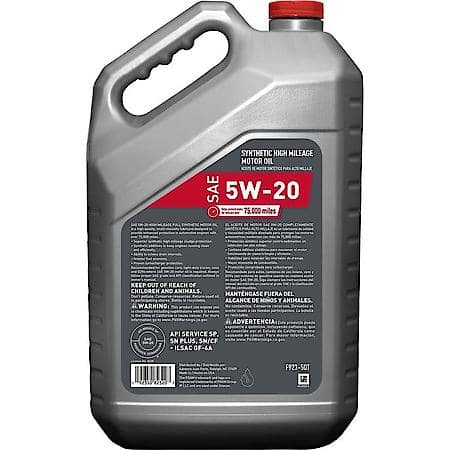 High Mileage 5W-20 Full Synthetic Motor Oil, Reduces Oil Consumption, 5 Quart