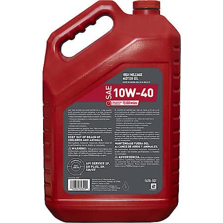 High Mileage 10W-40 Conventional Motor Oil, Helps Reduce Leaks, 5 Quart