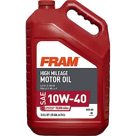 High Mileage 10W-40 Conventional Motor Oil, Helps Reduce Leaks, 5 Quart