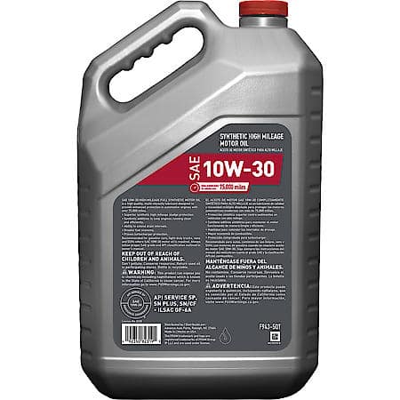 High Mileage 10W-30 Full Synthetic Motor Oil, Reduces Leaks & Consumption, 5 Quart