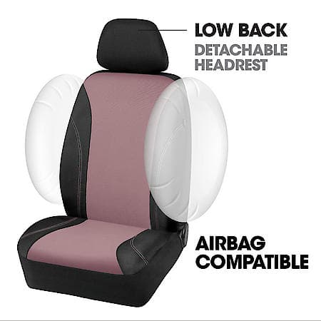 Seat Cover: Black & Pink, Corduroy, Low Back, Durable, Universal, 2 Pk