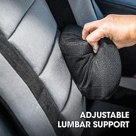 AutoCraft Car & SUV & Truck Seat Cushion, Black/Grey Terry, Adjustable Lumbar Support, Comfortable, 1 Pack
