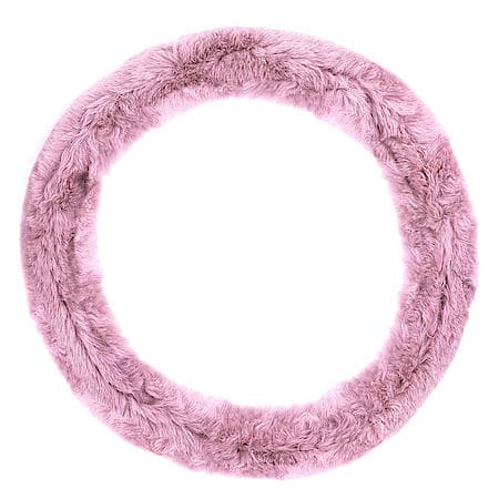AutoCraft Fluffy Steering Wheel Cover: Rose Pink Plush, Fits 14.5" - 15", Warm, Extra Soft Padding