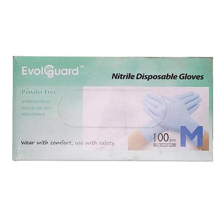 Nitrile Disposable Gloves: 6 Mil, Powder Free, Medium, 100 Count