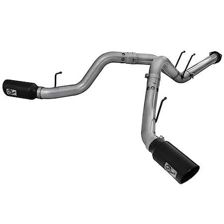 Large Bore-HD DPF Back Exhaust System: Black Tip, 409 Stainless Steel, Unleashes All Available HP