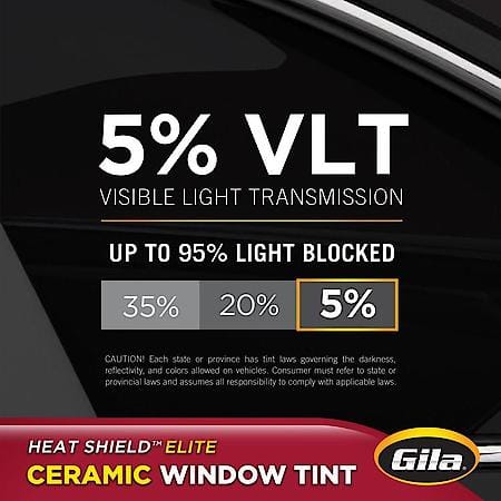 HEAT SHIELD ELITE 5% VLT Automotive Ceramic DIY Window Tint Advanced Heat Control, 24 Inch x 78 Inch