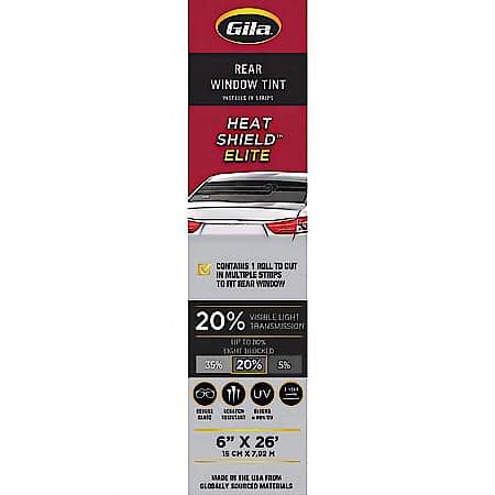 HEAT SHIELD ELITE 20% VLT Rear Window Ceramic Automotive DIY Window Tint Heat Control, 6 Inch x 26 Feet