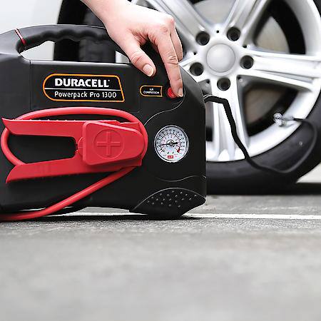 Rechargeable SLA Jump Starter: 1300 Cranking Amps, Air Compressor, Flashlight, Power Bank