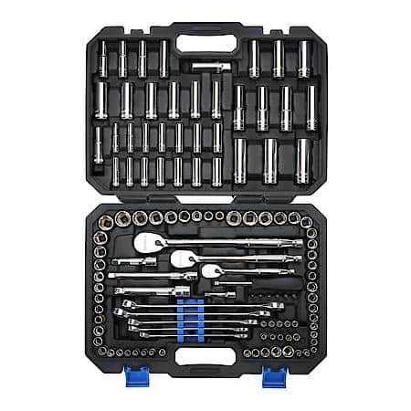 Drive Tool Set, SAE & Metric, 118-Piece, 90 Tooth 1/4", 3/8" and 1/2"