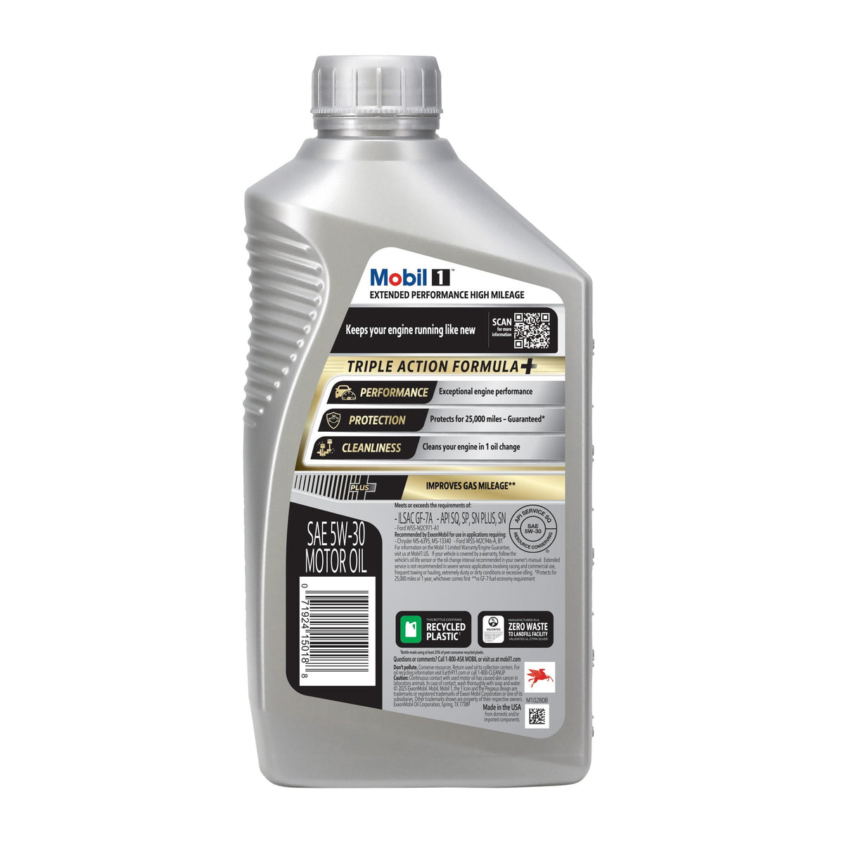 Mobil 1 Extended Performance High Mileage Full Synthetic 5W-30 Motor Oil 1 Qt 123842
