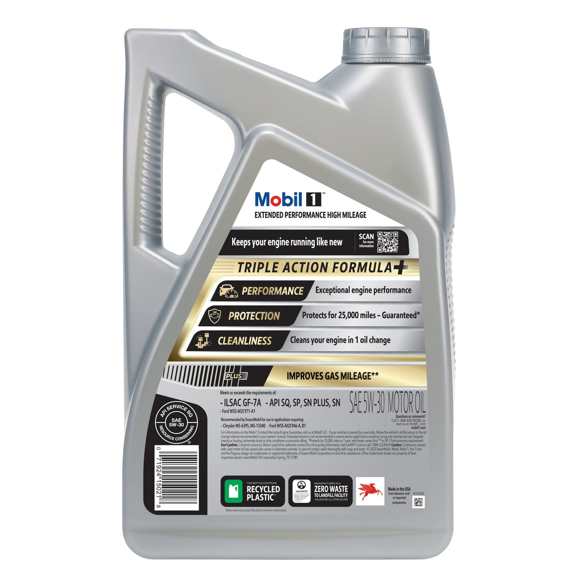 Mobil 1 Extended Performance High Mileage Full Synthetic 5W-30 Motor Oil 5 Quart 123843