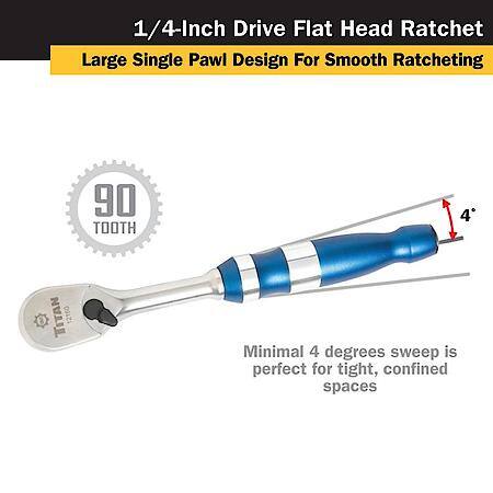 Ratchet - 1/4 Inch Drive, 6 Inch Length, 90-Tooth, Reversible