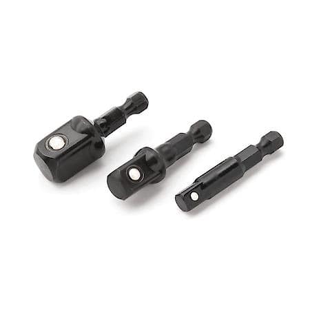 Socket Adapter Set - 1/4 3/8 and 1/2 Inch Drive, Stubby, Impact, 3-Piece