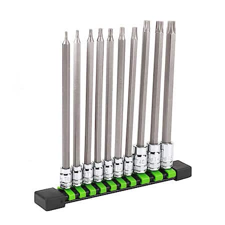 1/4" and 3/8" Drive Long Star Bit Socket Set, 10-Piece
