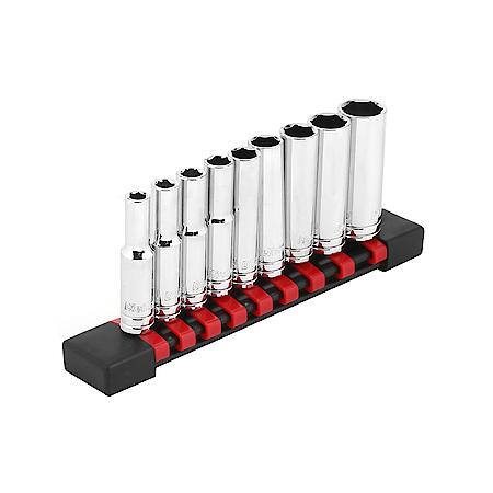 1/4" Drive 6-Point Deep Socket Set, SAE, 9-Piece