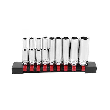 1/4" Drive 6-Point Deep Socket Set, SAE, 9-Piece