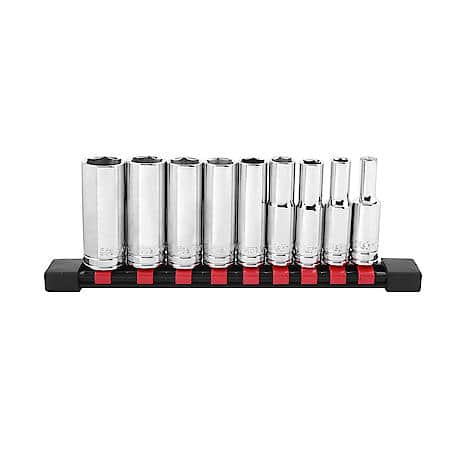 3/8" Drive 6-Point Deep Socket Set, SAE, 9-Piece