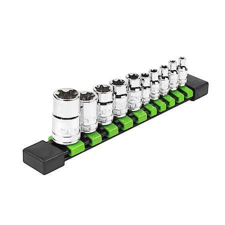 10-Piece External Star Socket Set with Storage Rail