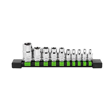 10-Piece External Star Socket Set with Storage Rail