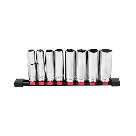 1/2" Drive 6-Point Deep Socket Set, SAE, 8-Piece
