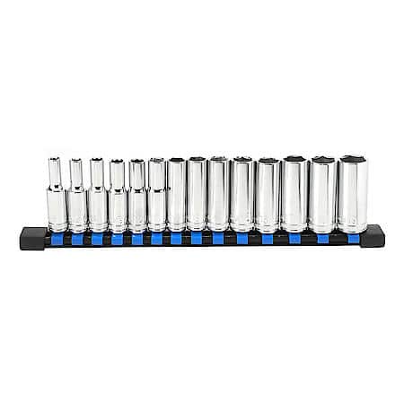 3/8" Drive 6-Point Deep Socket Set, Metric, 14-Piece