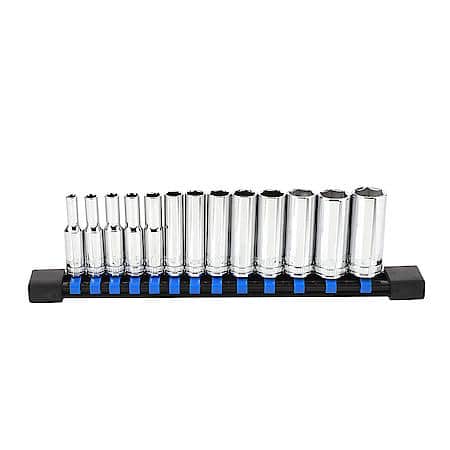 1/4" Drive 6-Point Deep Socket Set, Metric, 13-Piece