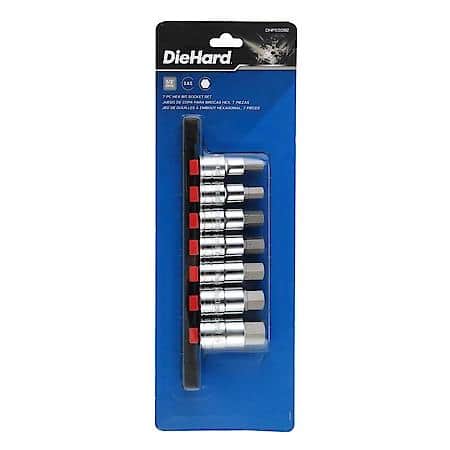 1/2 in. Drive Hex Bit Socket Set: S2 Steel, SAE Coverage, 7┬┐Piece