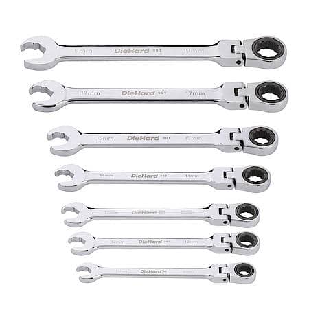 7-Piece Metric Flex Ratcheting Wrench Set with 90-Tooth Box End