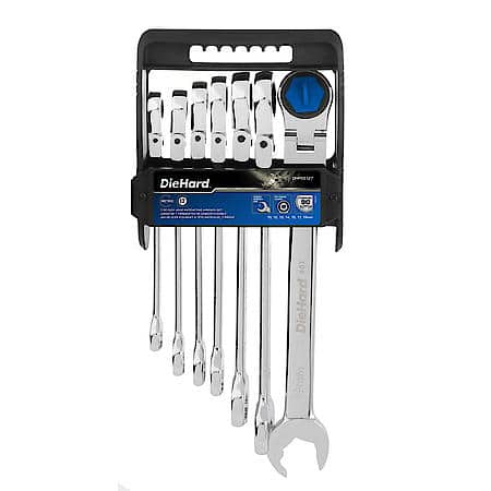 7-Piece Metric Flex Ratcheting Wrench Set with 90-Tooth Box End