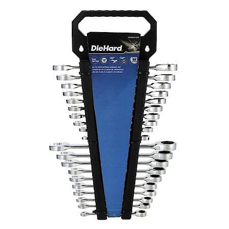 Ratcheting Wrench Set: SAE/MM, Chrome Vanadium, 20-Pieces
